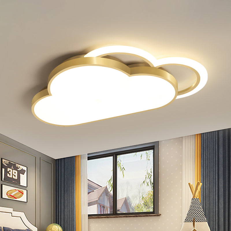 Simplicity Cloud Shape Flush Lighting Acrylic LED Bedroom Ceiling Flush Mount in Gold