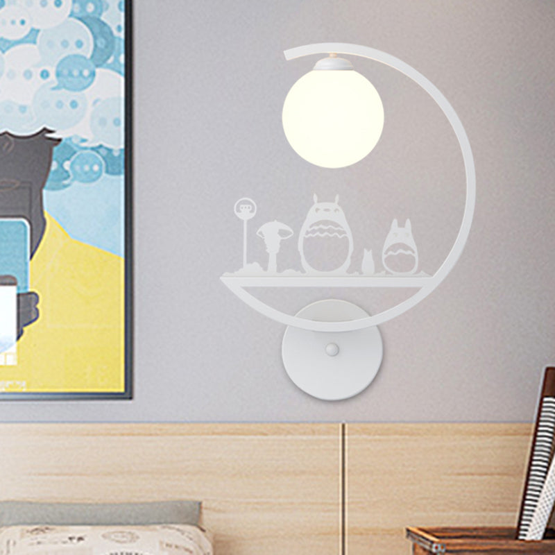 Animales Lámpara de pared metálica de pared de paredes Nórdicas Lámpara de pared de acabado blanco/negro con brazo C