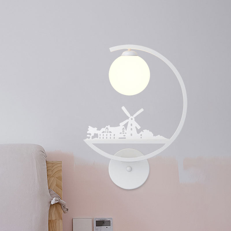 Animales Lámpara de pared metálica de pared de paredes Nórdicas Lámpara de pared de acabado blanco/negro con brazo C