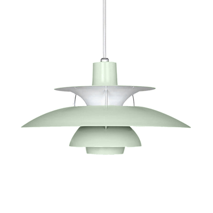 3 Layers Pendant Light with Flared Shade Macaron Style Aluminum 1 Light Black/Gray Hanging Lamp, 12"/16" Wide