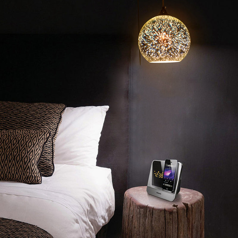 Sombra de vidrio ligero de mini colgante contemporáneo de orbe Lámpara colgante de una cabeza para Bar Cafe