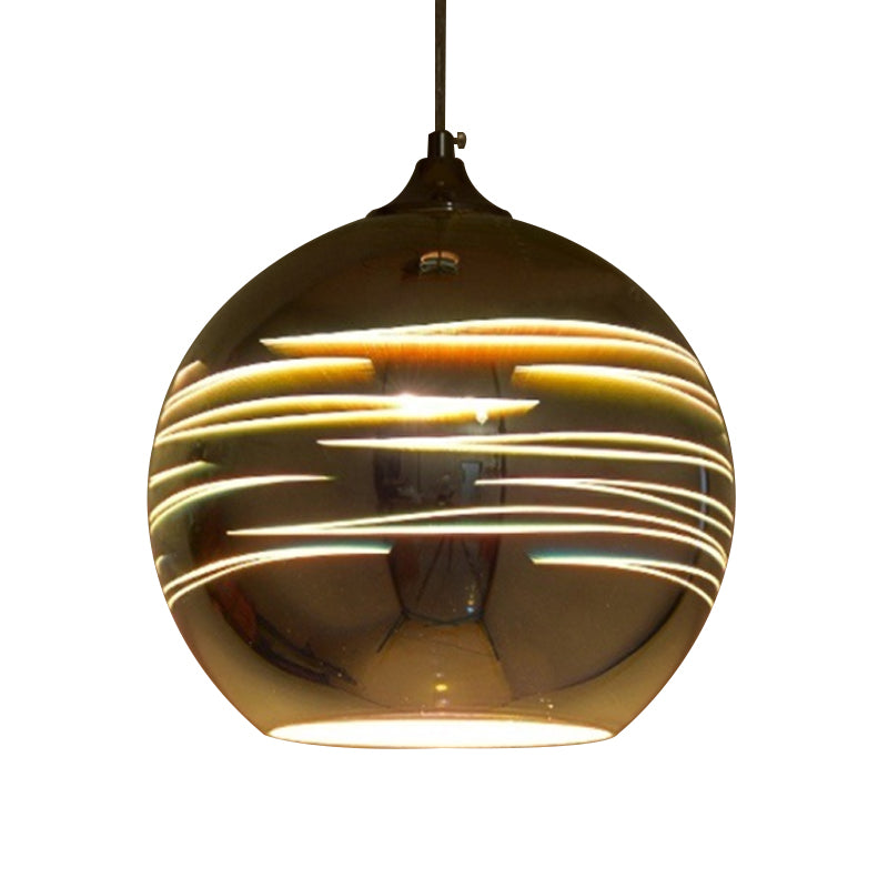 Lampada a sospensione in vetro 3-D Globe Contemporary 1 Light Crome/Gold Hanging Light, largo 6 "/8"/10 "