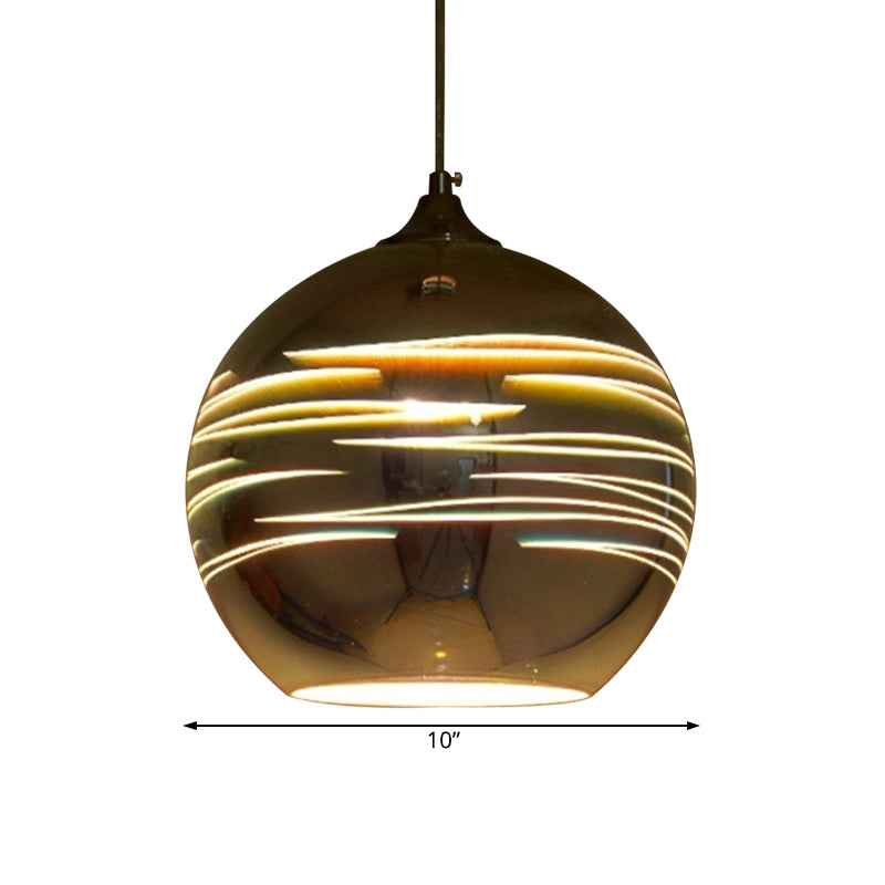 Lampada a sospensione in vetro 3-D Globe Contemporary 1 Light Crome/Gold Hanging Light, largo 6 "/8"/10 "