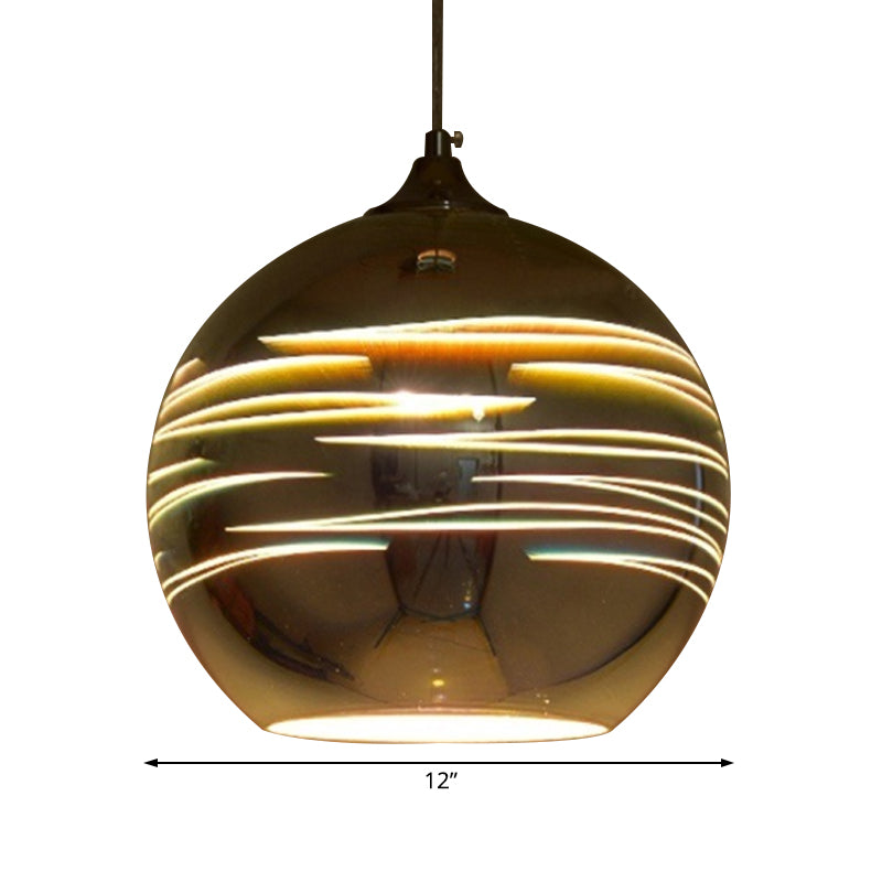 Lampada a sospensione in vetro 3-D Globe Contemporary 1 Light Crome/Gold Hanging Light, largo 6 "/8"/10 "