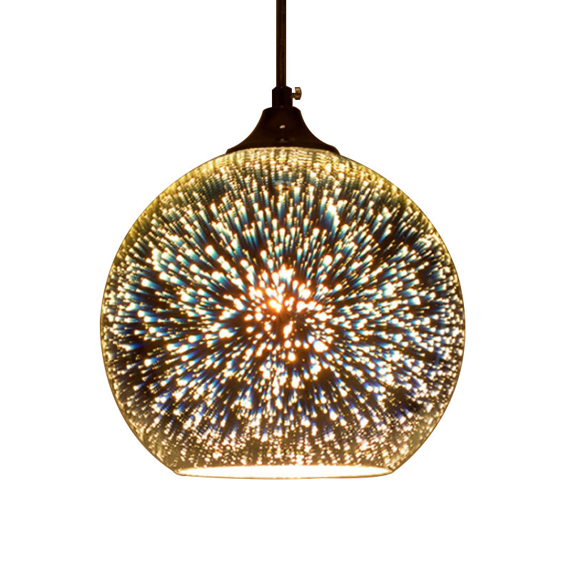 Lampada a sospensione in vetro 3-D Globe Contemporary 1 Light Crome/Gold Hanging Light, largo 6 "/8"/10 "