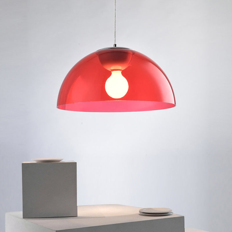 Nordic 1 Light Suspension Pendant with Acrylic Shade Red/Black/White Dome Ceiling Pendant Light