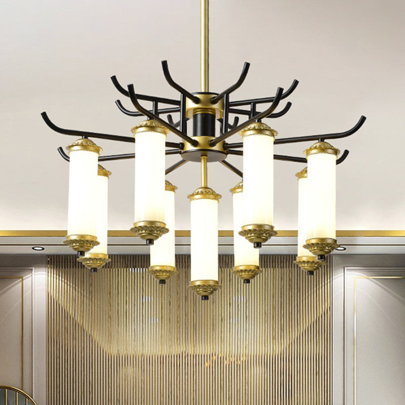 Metal Black-Gold Suspension Pendant Light Starburst-Like Arm 9/11 Lights Rustic Style Ceiling Chandelier