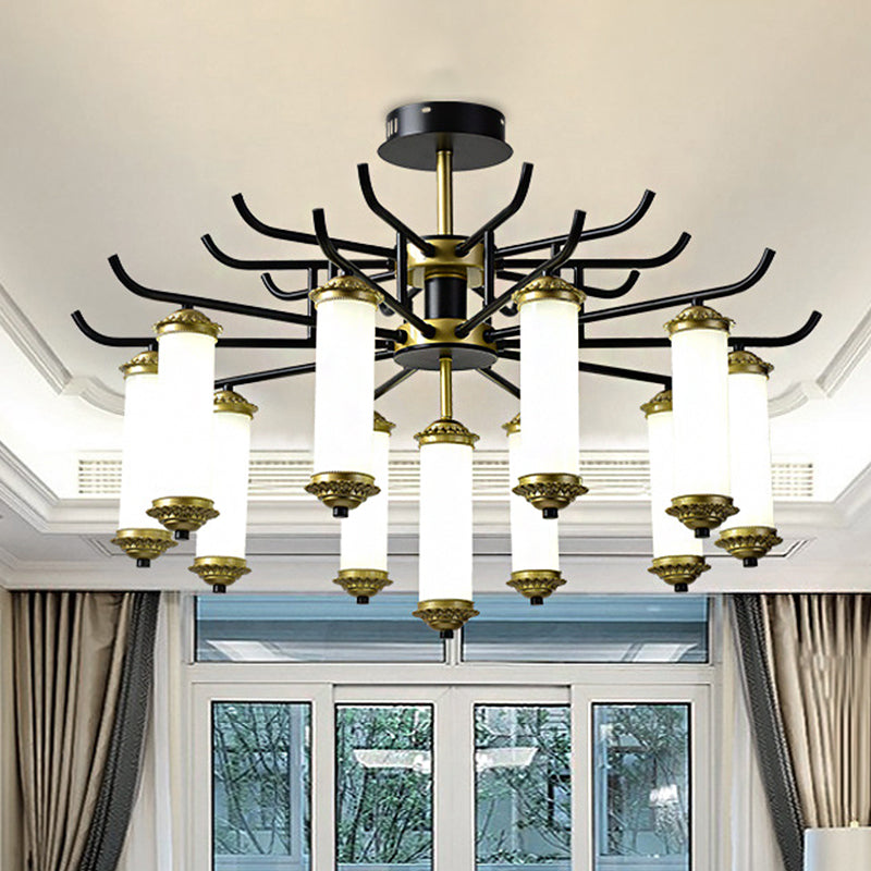 Metal Black-Gold Suspension Pendant Light Starburst-Like Arm 9/11 Lights Rustic Style Ceiling Chandelier