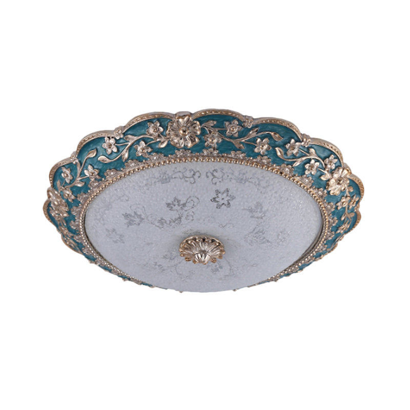 Luminaire encastré en forme de dôme bleu, éclairage de plafond LED en cristal de campagne pour chambre à coucher, 12"/16"/19,5" de large