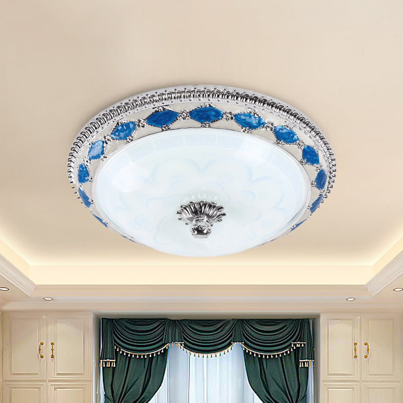 LED Facettiert Glas Flushmount Beleuchtung Rustikale Blaue Kuppel-Schlafzimmer Leuchtmittel mit Harlequin Crystal Accent, 12 "/16" /19.5 " Breite