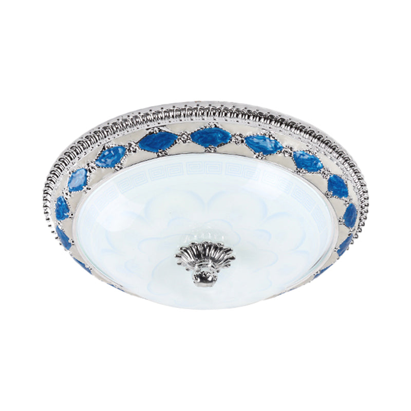 LED Facettiert Glas Flushmount Beleuchtung Rustikale Blaue Kuppel-Schlafzimmer Leuchtmittel mit Harlequin Crystal Accent, 12 "/16" /19.5 " Breite