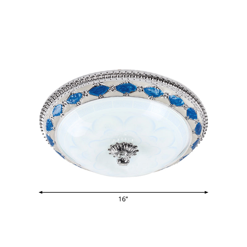 LED Facettiert Glas Flushmount Beleuchtung Rustikale Blaue Kuppel-Schlafzimmer Leuchtmittel mit Harlequin Crystal Accent, 12 "/16" /19.5 " Breite