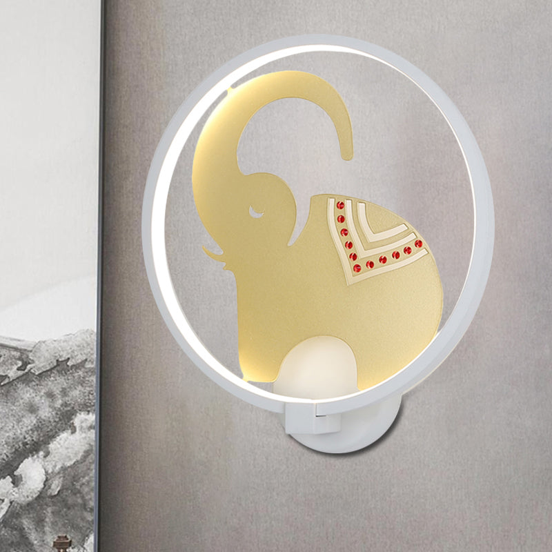 Film de la lampe murale métallique de style postmoderne LED Éclairage mural d'éléphant à l'élephant en blanc / rouge noir / blanc-or pour chambre à coucher, lumière chaude / blanche