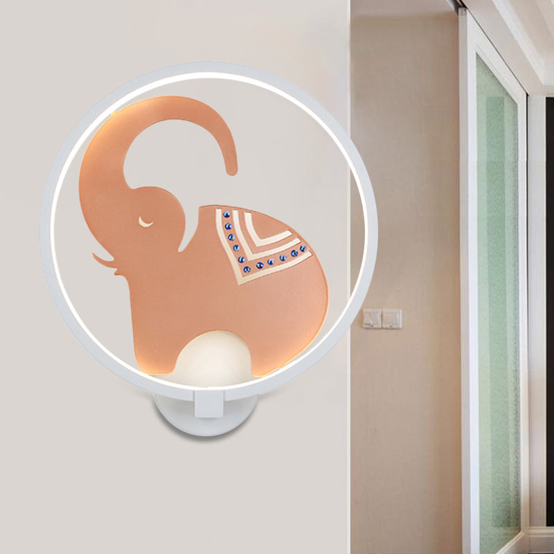 Film de la lampe murale métallique de style postmoderne LED Éclairage mural d'éléphant à l'élephant en blanc / rouge noir / blanc-or pour chambre à coucher, lumière chaude / blanche