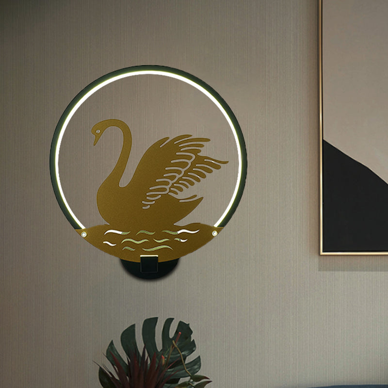 Style minimaliste Swan Swan Mural Metal LED LED Guest Room Wall Éclairage mural en noir / blanc, lumière chaude / blanche