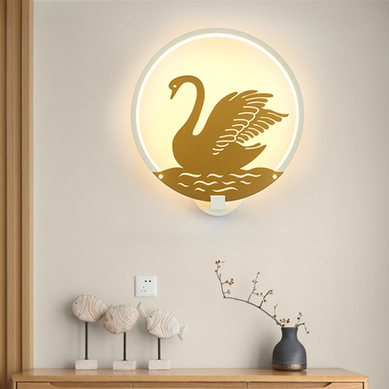 Style minimaliste Swan Swan Mural Metal LED LED Guest Room Wall Éclairage mural en noir / blanc, lumière chaude / blanche