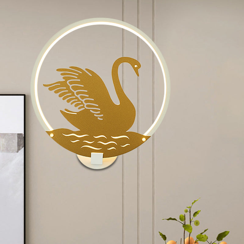 Style minimaliste Swan Swan Mural Metal LED LED Guest Room Wall Éclairage mural en noir / blanc, lumière chaude / blanche