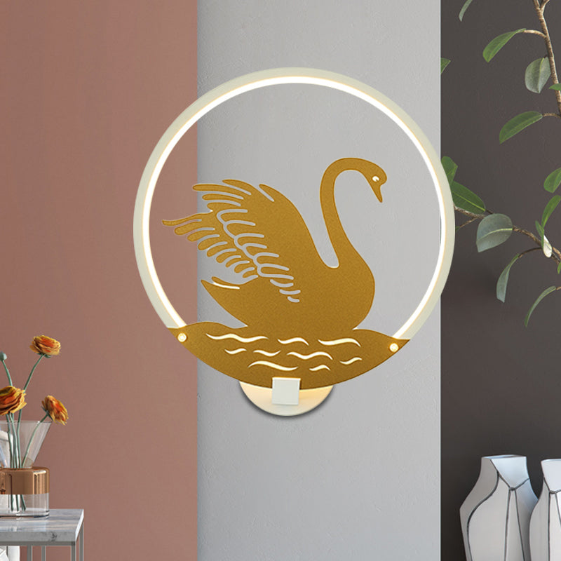 Style minimaliste Swan Swan Mural Metal LED LED Guest Room Wall Éclairage mural en noir / blanc, lumière chaude / blanche
