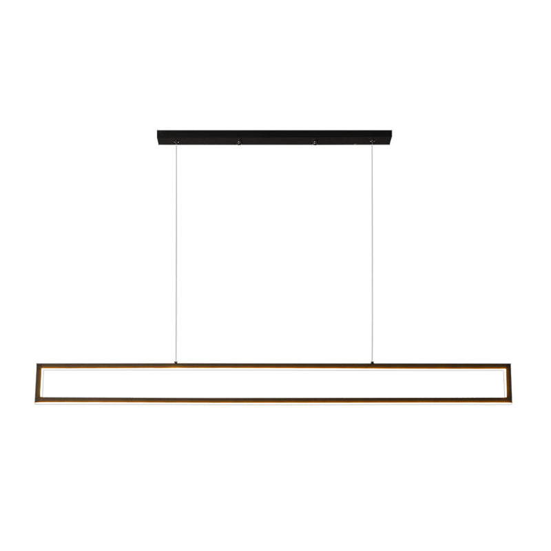 Minimalist Rectangle Frame Island Light Metal Dining Room LED Pendant Lamp in White/Warm Light, 39"/47" Long