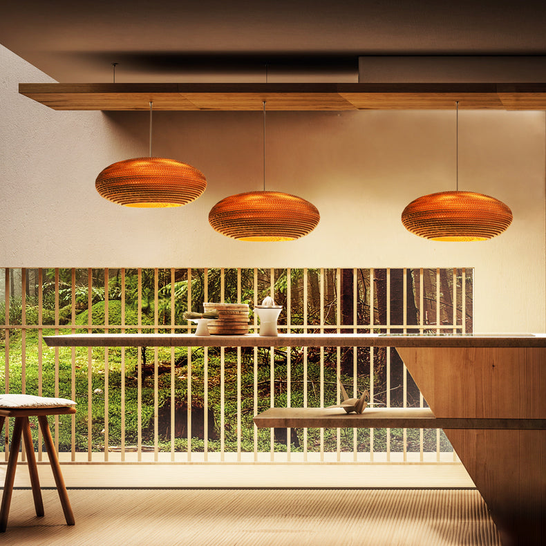 Papierkuppel Schatten Hanglampe Asian Style 1 Lampen Decken Deckentropfen Licht in Braun für Restaurant, 10 "/14"/16 "/22" im Durchmesser