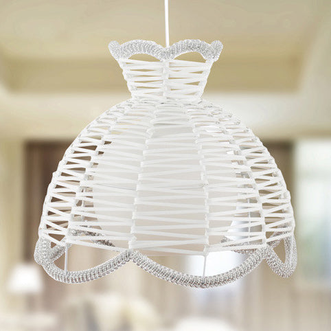 Rattan mit überbrochener Schatten Anhängerlampe moderne einfache 1 hängende Beleuchtung in Weiß