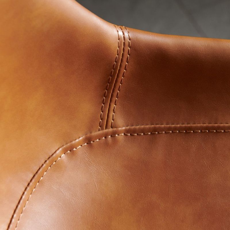 Industrial Bucket Leather Counter Bar Stool Footrest Counter Chair with Black Base