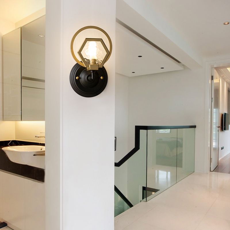 Metall Geometrische Wandleuchter leichter Vintage-Stil 1/2-Licht-Wandlampe mit Wasserglasschatten in schwarzem Finish