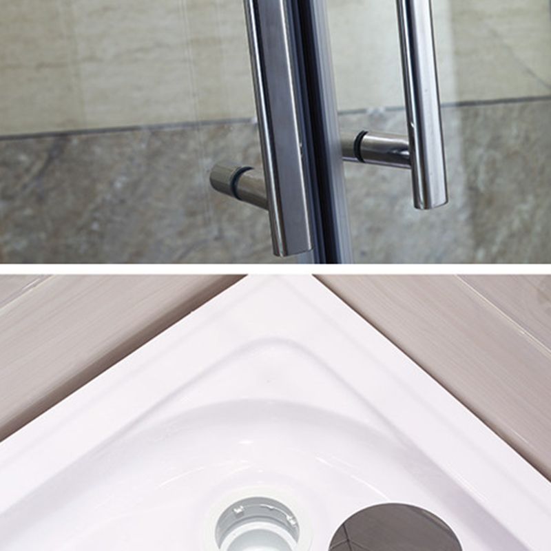 Round Shower Kit Tempered Glass Shower Enclosure with Door Handle
