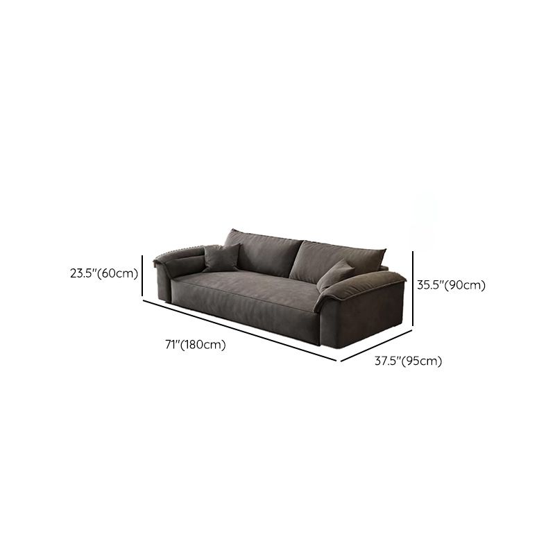 35"H Contemporary Sectional Sofa Grey Leather Cushion Back Sectional