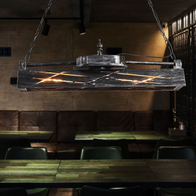 Metal Hollow-out Suspension Lamp Industrial 4-Light Dining Room Island Light Fixture