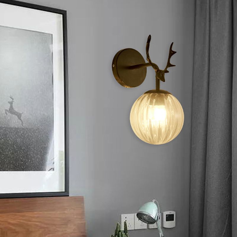 1 Light Spherical Wall Sconce Modern Style Glass Wall Lighting for Bedroom