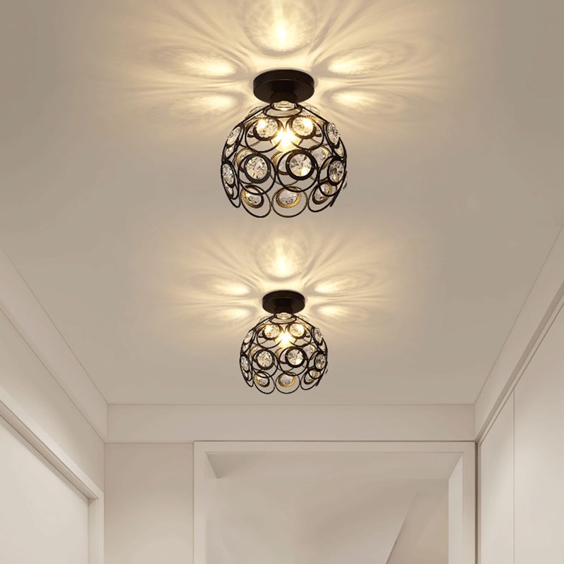 Crystal Global Flush Mount Light Modern 1 Head Ceiling Flush Light for Aisle