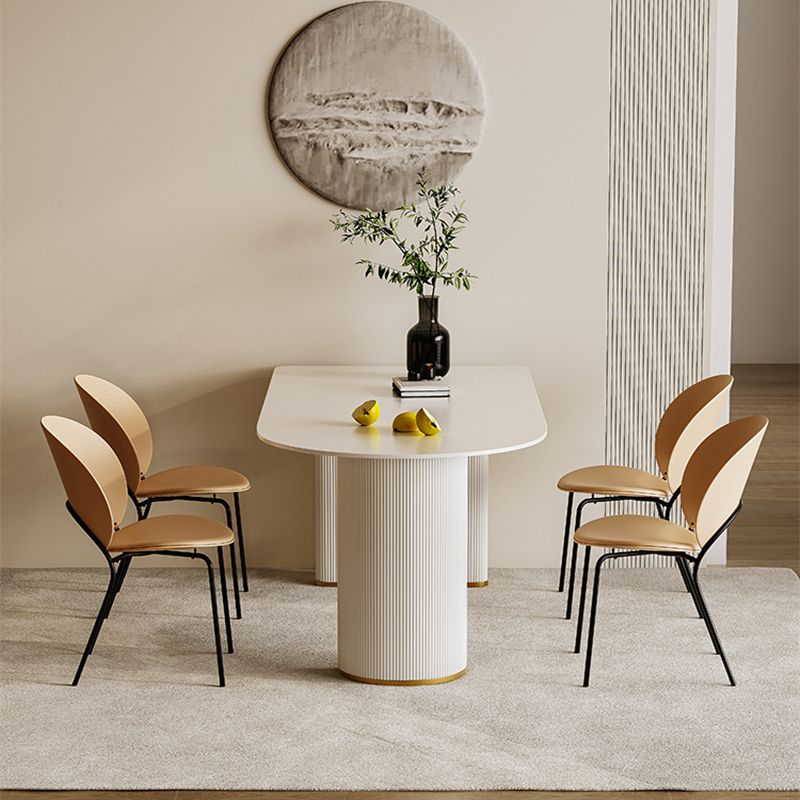 Slate and Metal Table Glam Style Simple Restaurant White Dining Table