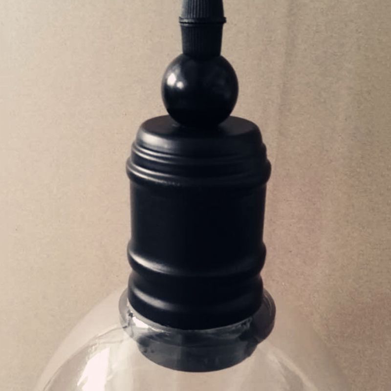 Stile industriale vintage a 1 luci Light appeso a campana trasparente in vetro lampada a sospensione in nero