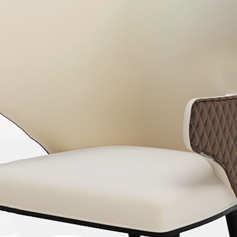 Glam Upholstered Dining Arm Chair Faux Leather Kitchen Dining Chair