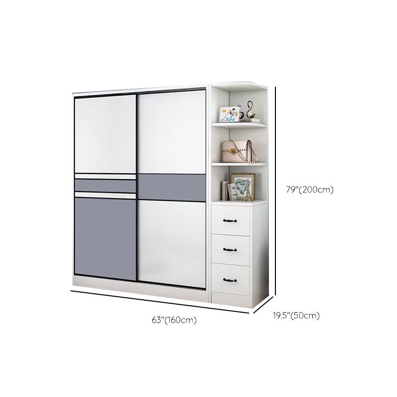 Freestanding Wood Frame Wardrobe Armoire Sliding Soft Close Doors Wardrobe