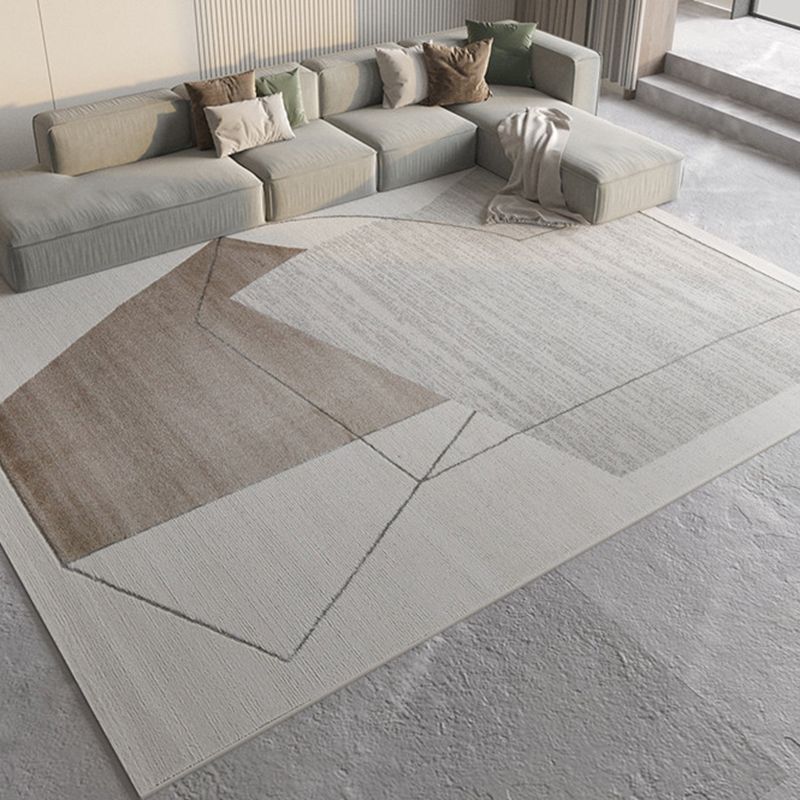 Khaki Modern Carpet Geometric Pattern Polyester Area Rug Easy Care Rug for Home Decor