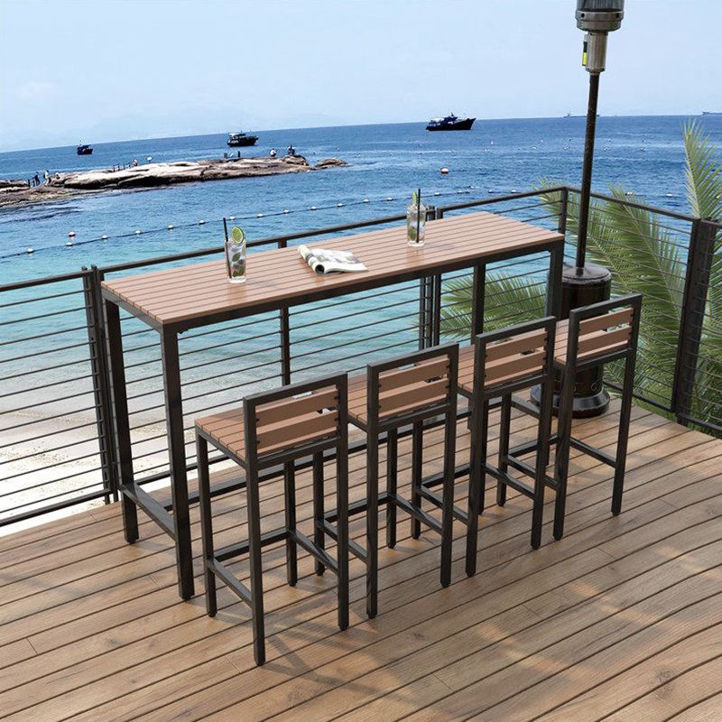 Brown Manufactured Wood Bar Table Industrial Rectangle Patio Table