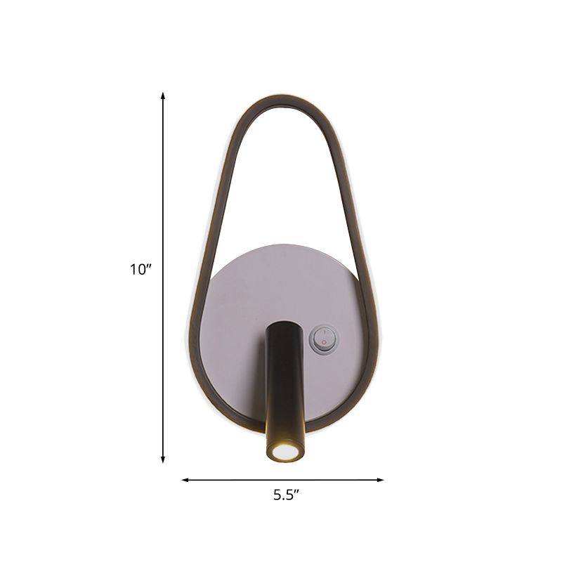 Cercle contemporain / carré / ellipse Métalc LED LED Éclairage mural de chevet en noir, blanc / chaud