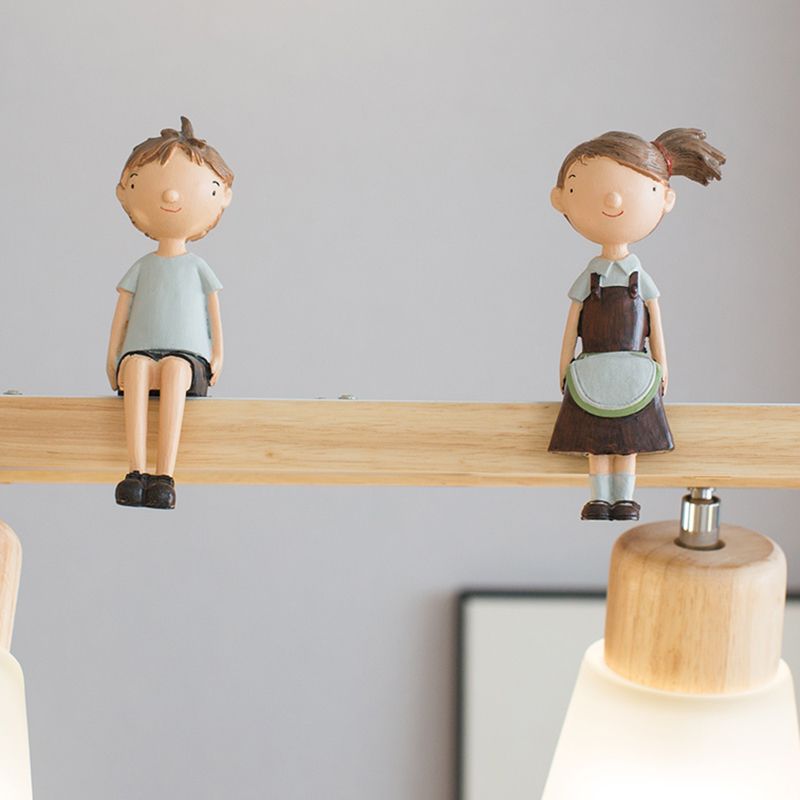 Rectangle Island Pendant Modern Wood Pendant Lighting in Natural Wood