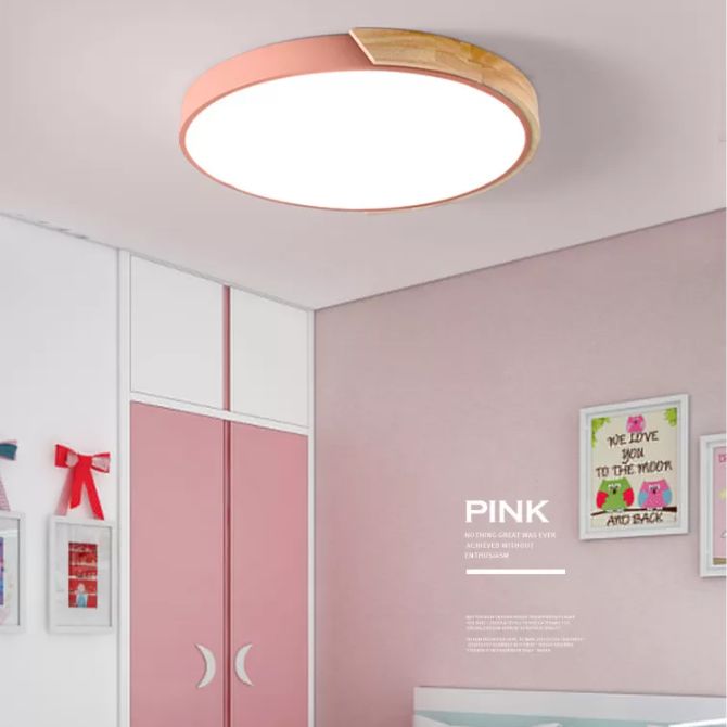Nordic Houten Plafond Licht Moderne Minimalistische Macaron Creatieve Slaapkamer Woonkamer Kinderkamer Ronde Led lampen