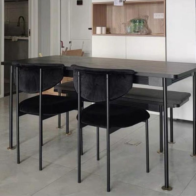 Chaise d'appoint de salle à manger moderne, chaises de salle à manger sans accoudoirs à dossier ouvert avec pieds en métal
