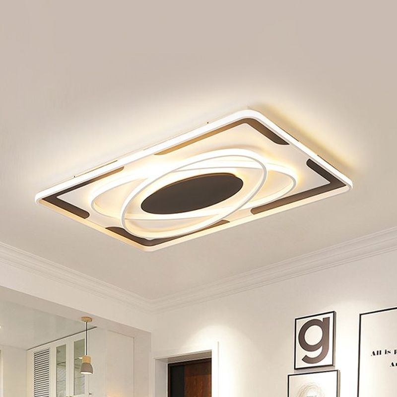 Integrierte Led Geometrische Bündelleuchte Modernes Metall Schwarz und Weiß Flush Ceiling Light in Warm/White, 18 "/23.5" /35.5 " W