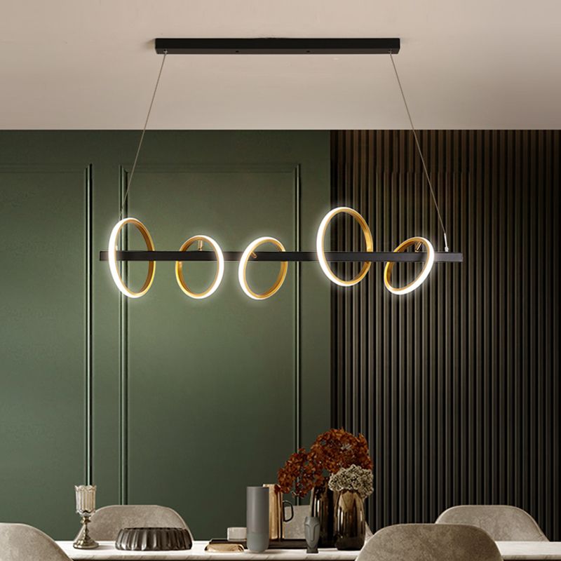 Simple Circles Ceiling Pendant Metal 4/5 Heads Dining Room Island Lighting Ideas in Gold, Warm/White Light