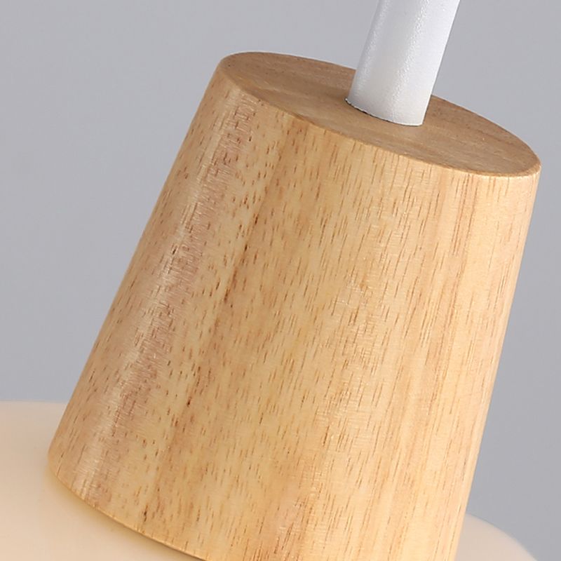 Witte bol hanglamp in moderne beknopte stijl houten binnenhangende lamp met glazen schaduw