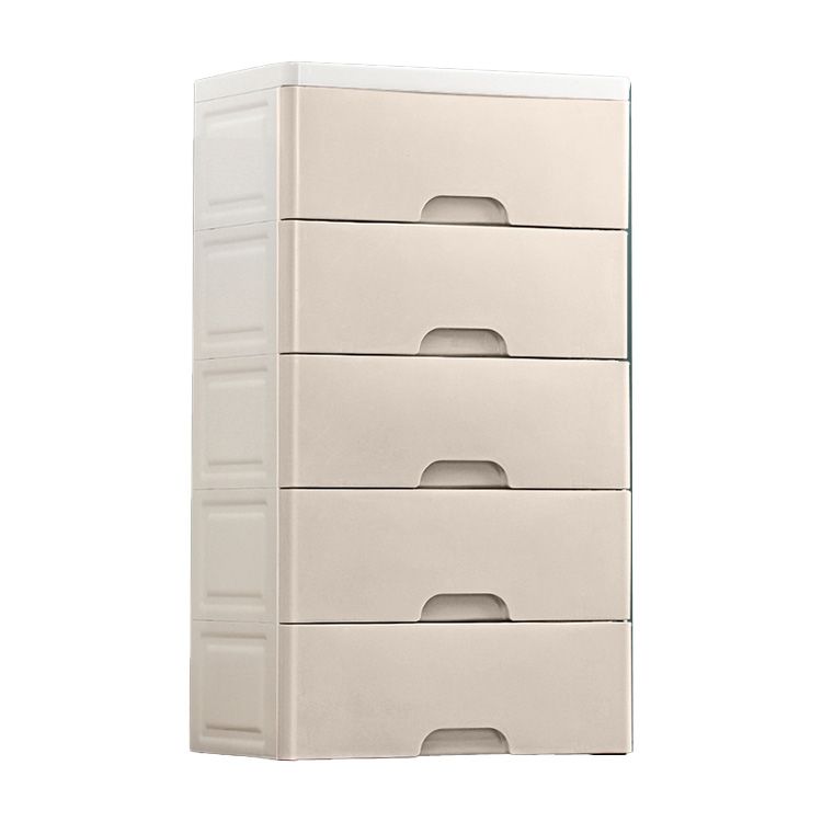 Contemporary Plastic Vertical Kids Nightstand with 5 Drawers for Home