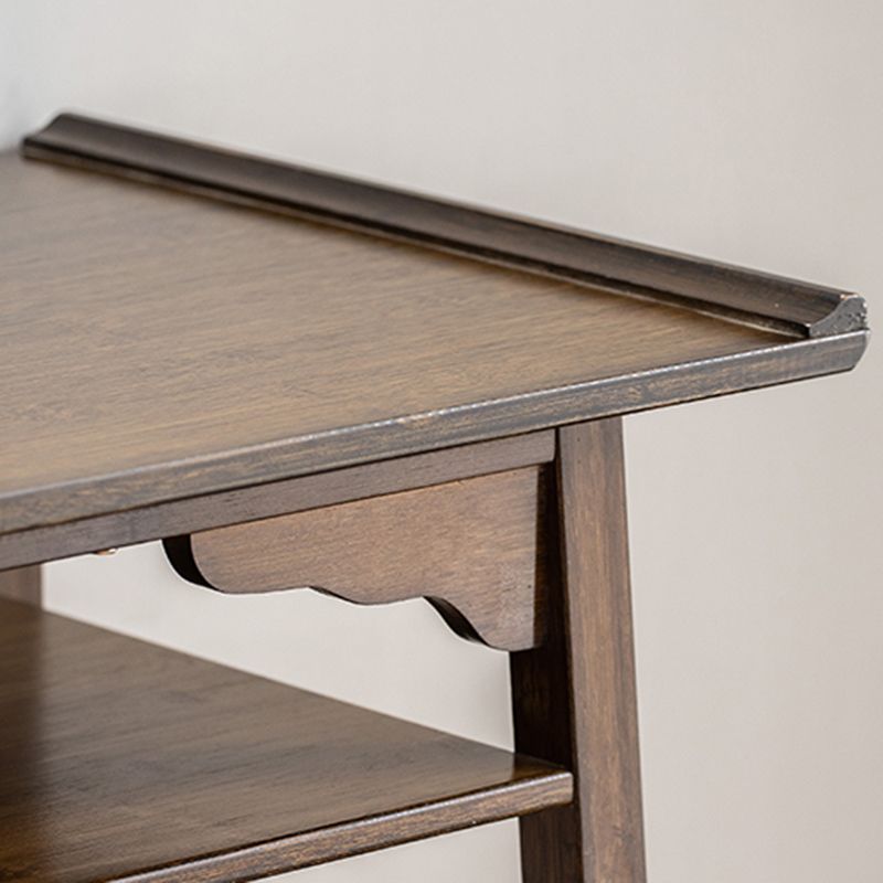 Mid-Century Modern Console Table Dark Brown Solid Wood Rectangle Console Table