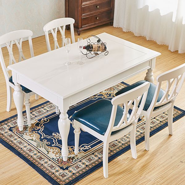 Mid-Century Dining Table Rectangle Solid Wood 4 Legs Dining Table for Home Use