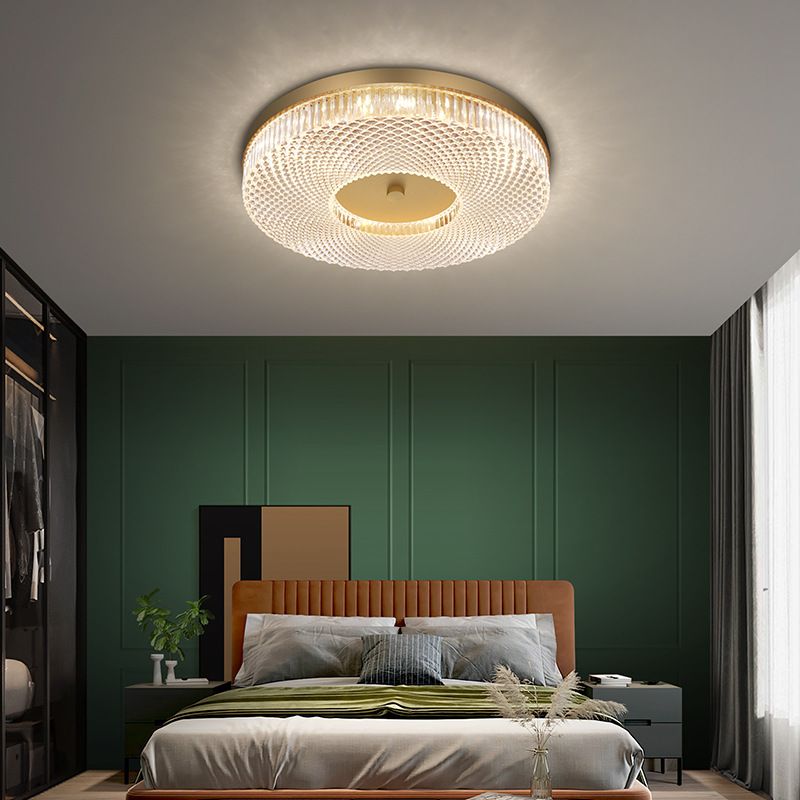 Round Flush Mount Light Fixtures Ultra-Contemporary Crystal Ceiling Light Fixtures for Bedroom