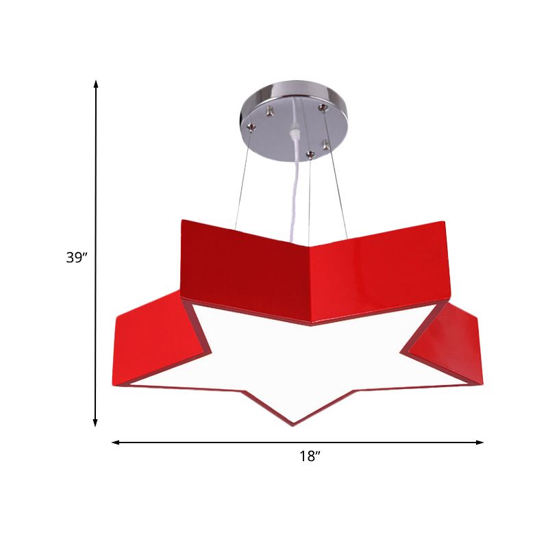 18"/23.5" W Kids LED Pendant Chandelier Red Star Hanging Ceiling Light with Acrylic Shade for Kindergarten